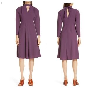 Lewit Purple Long Sleeve Fit And Flare Back Tie Dress Sz 2